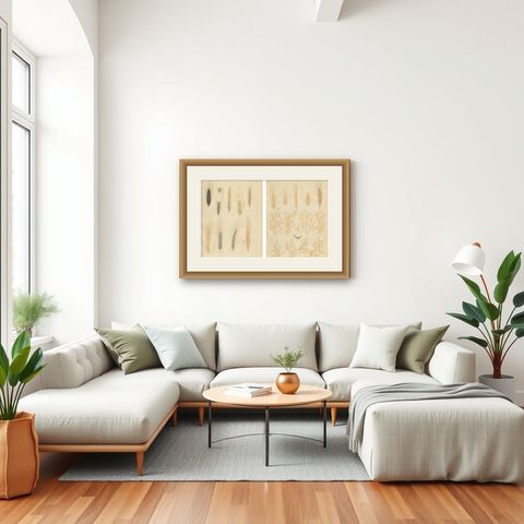 Antique Wheat and Rye Botanical Prints, Agricultural Study, Germany 1852, shown framed in a room