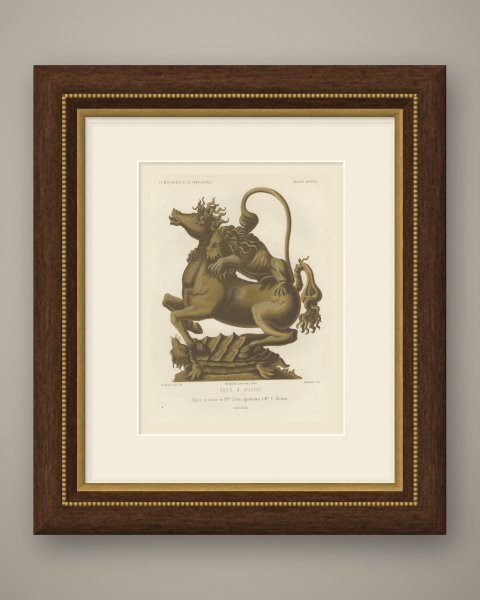 Lion and Horse Drinking Vessel after a Sixteenth Century Design, 1851, shown framed
