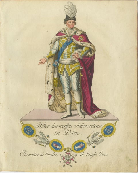 Knight of the White Eagle Order in Poland: Regal Hand-Colored Engraving, 1791, view 2