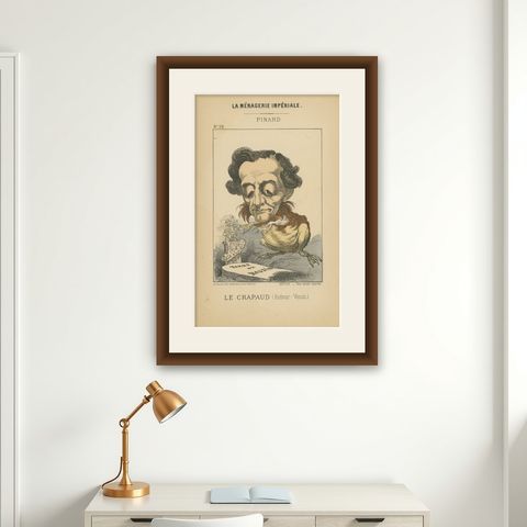 Imperial Menagerie: Pinard - The Toad (Ugliness - Venom), 1870, shown framed on a wall