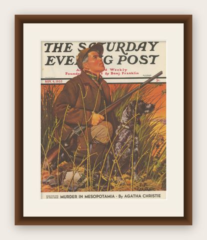 Vintage Print of a Hunter and his Dog 'The Saturday Evening Post' '1935', shown framed