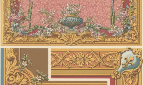 Louis XVI Floral Decorative Panel Chromolithograph by Racinet, Paris, c.1873, close-up 4