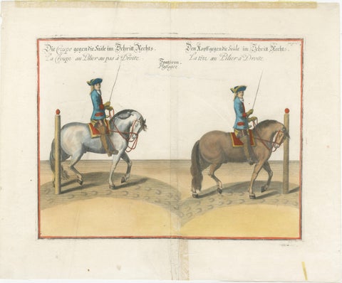 Original Antique Horse Riding Print with Hand Coloring, view 2