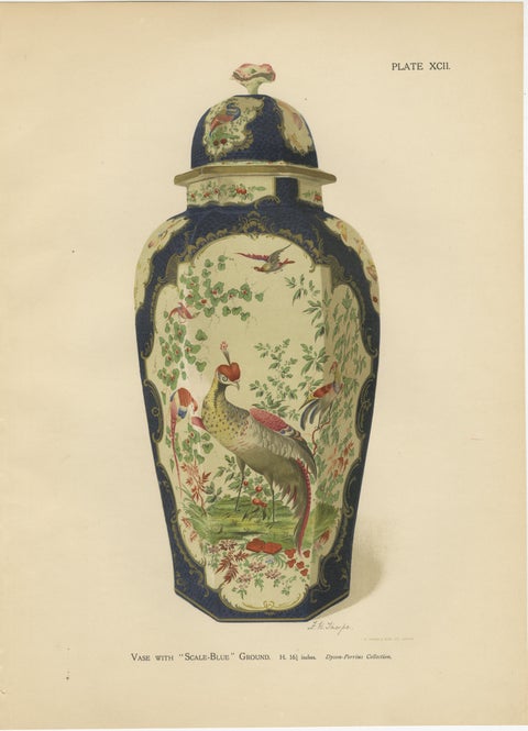 Pair of Worcester Porcelain Vase Designs, Pheasant & Panels, Gold Decorated 1910, view 2