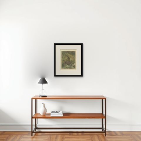Illustration of Noble Pheasants (Edelfasanen)" by August Specht, 1870, shown framed on a wall