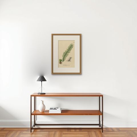 Beautiful, Artfully Crafted Lithograph of Ferns of Java 'Polypodium', 1829, shown framed on a wall