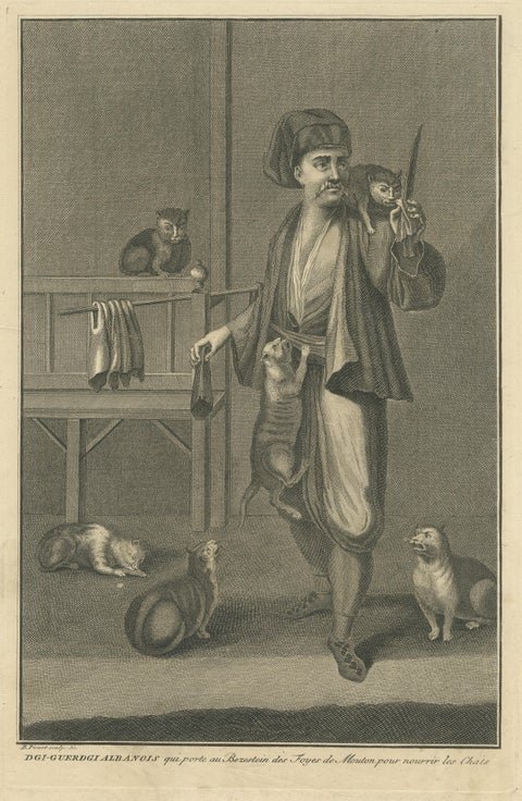 Antique Print of Dgi-Guerdgi feeding Cats in the Bazaar, view 3