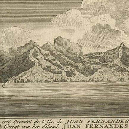 Antique Print of Cumberland Bay and Juan Fernandez Island by Anson, 1749, close-up 1