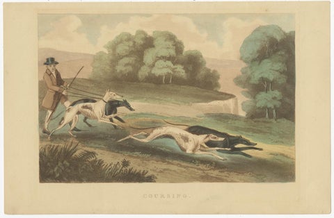 Antique Print of Hunting Dogs Chasing, circa 1880, view 2