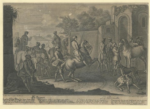 Antique Horse Print of a 'Pirouet' by Ridinger '1722', view 2