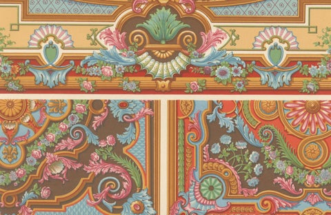 18th Century Rococo Ceiling and Panel Decoration, French Floral Scrolls, 1869, close-up 4