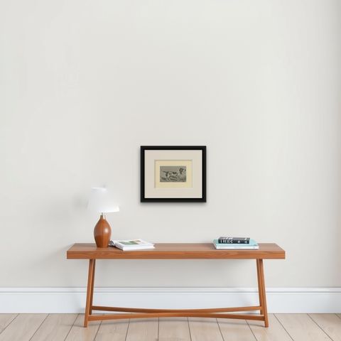 Blue Basset of Gascogne, Antique Dog Illustration, 1915, shown framed on a wall