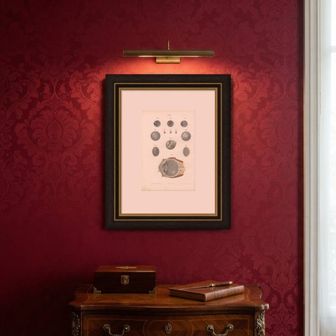 The Crystalline Lens, Antique Hirschfeld Anatomy Print, 1866, shown framed on a wall