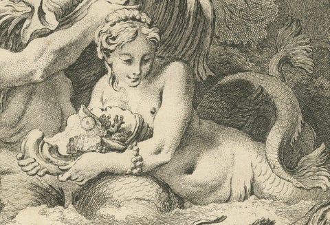 Allegorical Print of Lithology and Conchology by Boucher Fils, 18th Century, close-up 1