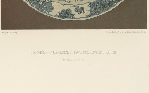 Persian-Turkish Faience Plate with Tulip and Artichoke Motif, J.Lessing, 1890, close-up 1
