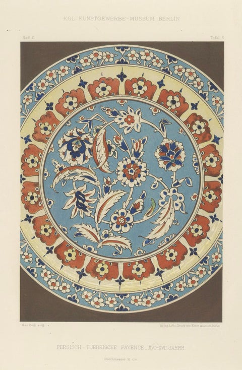 Persian-Turkish Faience Plate with Carnation and Tulip Motif, J.Lessing, 1890, close-up 5