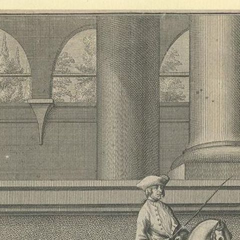 Antique Horse Print of the Correct Posture of Horsemen by Ridinger '1722', close-up 1