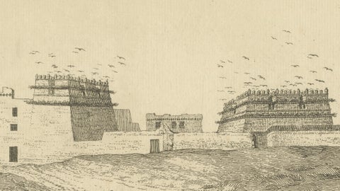 Arab Houses and Pigeon Towers in Egypt, Norden Architectural Engraving, c.1755, close-up 5