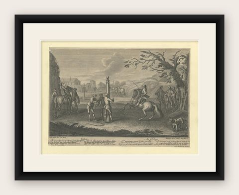 Antique Horse Print of 'Gallop' by J.E. Ridinger, 1722, shown framed