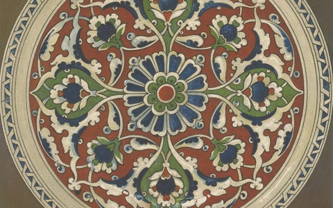 Turkish Faience Plate with Stylized Floral Medallion, J. Lessing, Berlin 1890, close-up 3