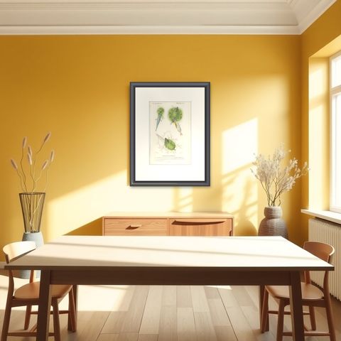 Antique Print of Stickleback Fishes, 1861, shown framed in a room