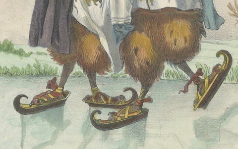 19th Century Hand-Colored Lithograph of Owls from an Old Dutch Drawing, 1860, close-up 2