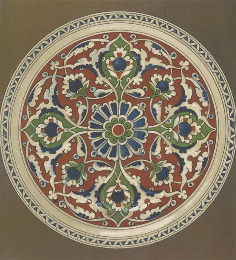 Turkish Faience Plate with Stylized Floral Medallion, J. Lessing, Berlin 1890, close-up 4