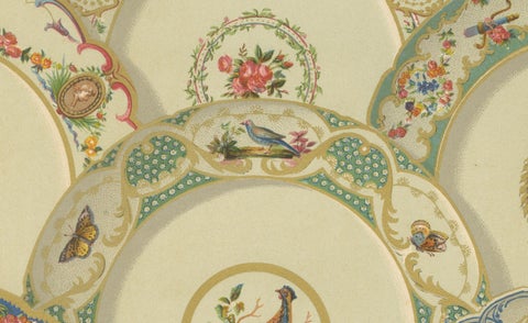 Rococo Ceiling Ornament, 18th-Century Floral and Bird Medallions, Plate XCVIII, close-up 4