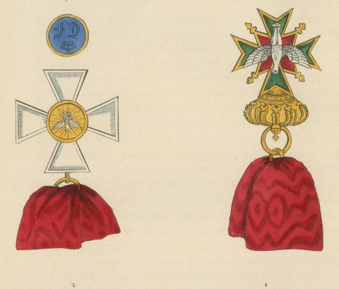 Saxe Weimar, Order of the White Falcon, Plate LXXVII, Wood Engraving, 1844, close-up 2