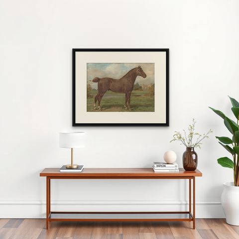 Antique Print of the Hackney Horse by O. Eerelman, 1898, shown framed on a wall