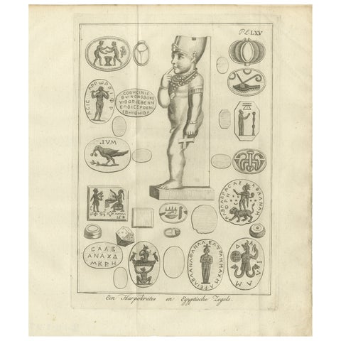 Engraving of Harpocrates and Ancient Egyptian Magical Seals, c.1776