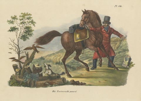 Antique Hand Colored Print of a Swiss Horse, view 3