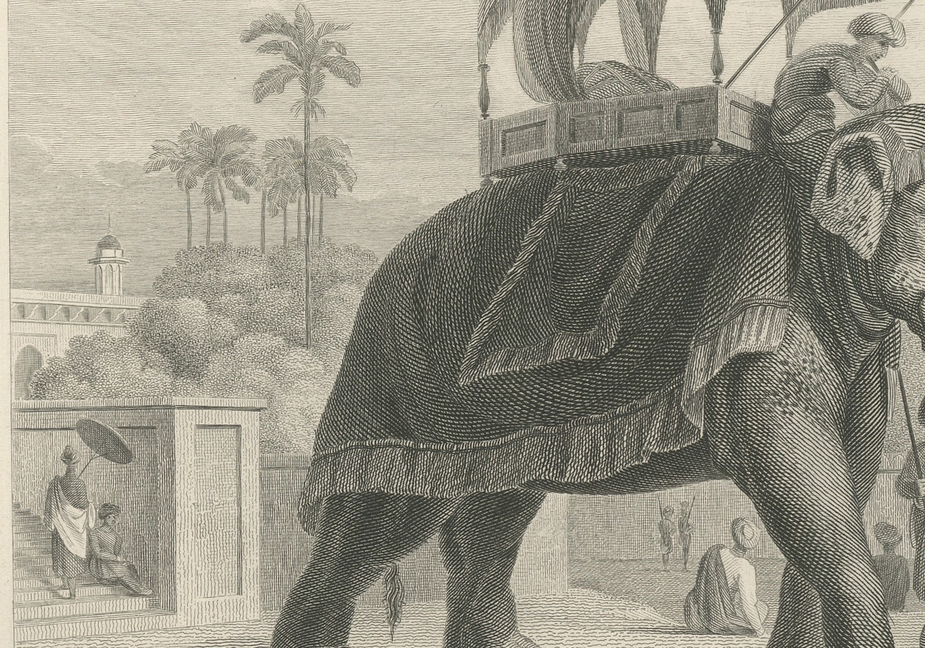 Lucknow, State Elephant with Canopied Howdah, Antique Steel Engraving, 1859, view 4