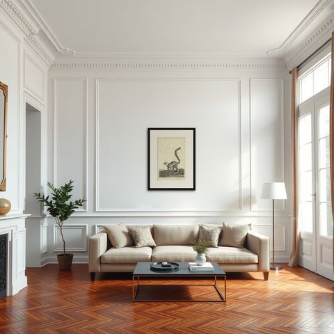 Early 19th-Century Engraving of Lemur Catta by S.C. Miger and N. Maréchal, Paris, shown framed in a room