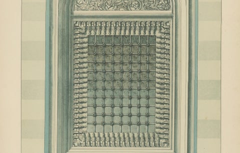 Green Mosque Window, Bursa Turkey, Ottoman Islamic Architecture Print, 1924, close-up 3