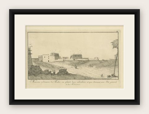 Arab Houses and Pigeon Towers in Egypt, Norden Architectural Engraving, c.1755, shown framed