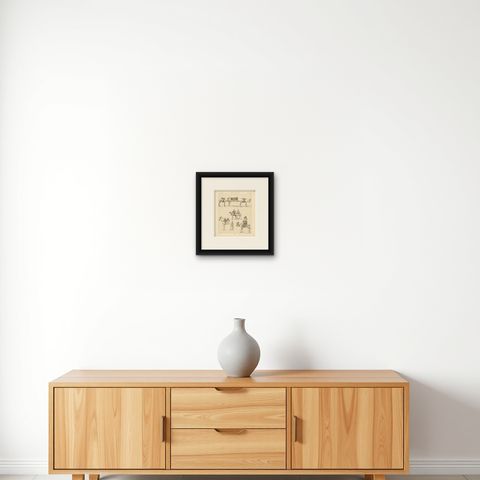 Antique Print of African Working Animals by Racinet, 'circa 1880', shown framed on a wall