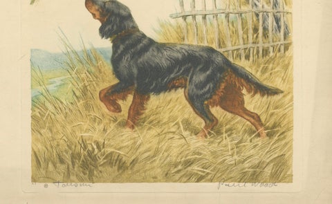 Vintage Lithograph “Setter and Pheasant” by Paul Wood, New York, 1930s, close-up 2