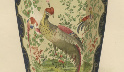 Pair of Worcester Porcelain Vase Designs, Pheasant & Panels, Gold Decorated 1910, close-up 2