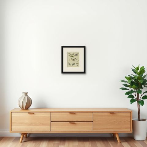 Beautiful 1805 Hand-Colored Engraving of Butterfly Life Cycle from Bertuch, shown framed on a wall