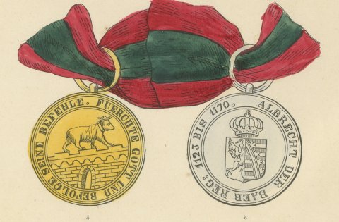 Orders of Anhalt, Albert the Bear Insignia, Plate I, Wood Engraving, 1844, close-up 2