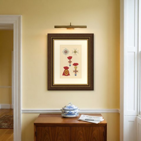 Electoral Hesse, Golden Lion Insignia, Plate XLI, Wood Engraving, 1844, shown framed on a wall