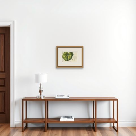 Botanical Illustration of Farfugium grande Leaf, 1854-1855 Lithograph Print, shown framed on a wall