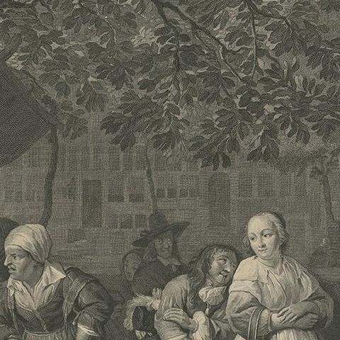 Antique Print of the Vegetable Market in Amsterdam by David, 1775, close-up 2