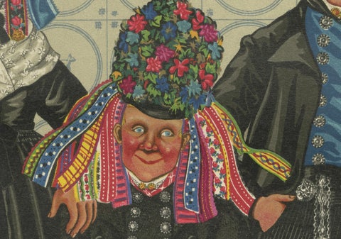 Staphorst Ceremonial Dress with Shell Hat and Silver Fobs -The Netherlands, 1932, close-up 6