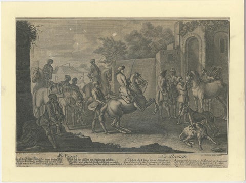 Antique Horse Print of a 'Pirouet' by Ridinger '1722', view 4
