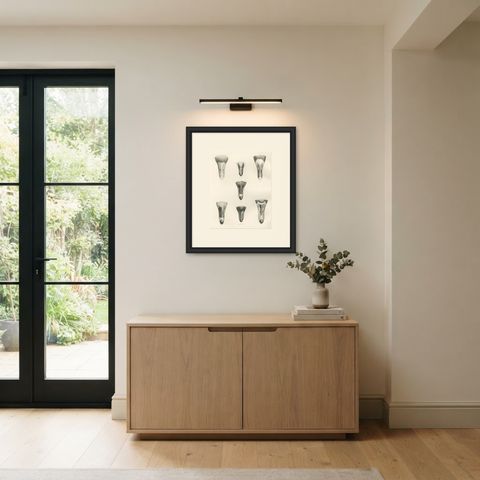 Heads of the Wild Geese, Antique Bird Print after Lilian Medland, circa 1909, shown framed in a room