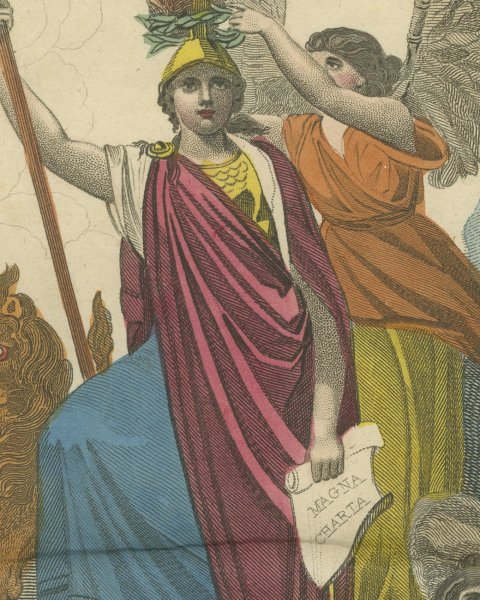 Britannia Crowned by Victory with Fame and the British Lion, 1816, close-up 1