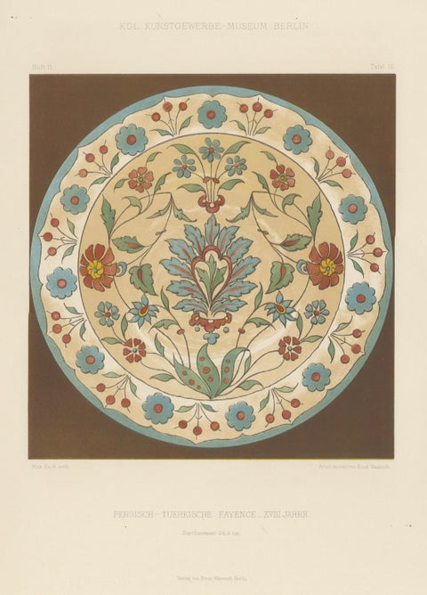 Persian-Turkish Faience Plate with Floral Medallion, J. Lessing, Berlin 1890, close-up 5